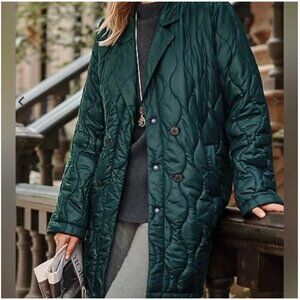 J. Jill teal quilted puffer jacket